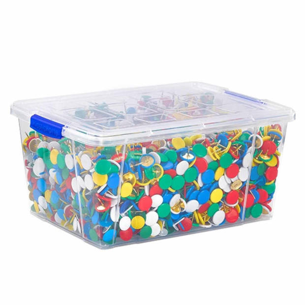 1x Opbergbakjes/organizers met deksel 1 liter 16 cm transparant - Opbergbox