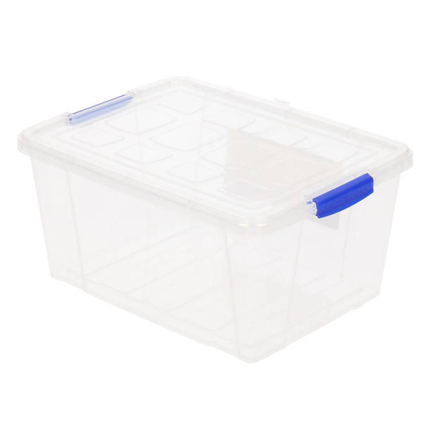 1x Opbergbakjes/organizers met deksel 1 liter 16 cm transparant - Opbergbox