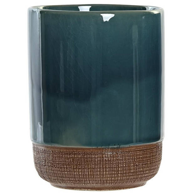 Badkamer tandenborstelhouder / drinkbeker - polystone - emerald groen - 8 x 10 cm - Tandenborstelhouders