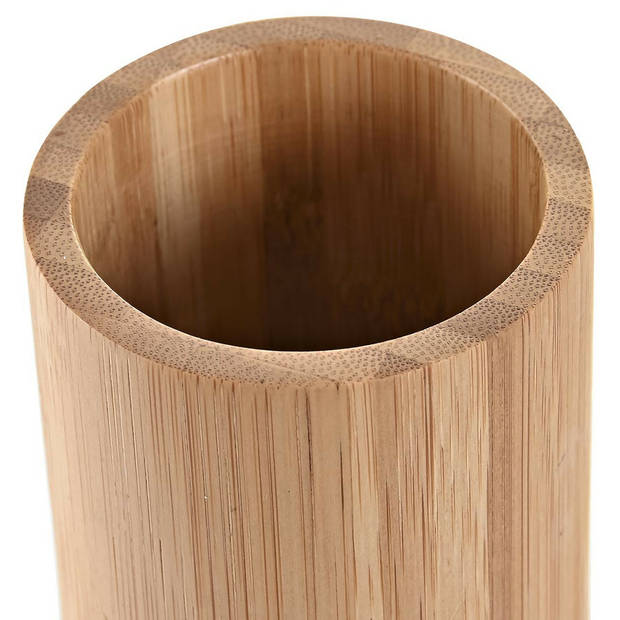 Badkamer tandenborstelhouder / drinkbeker - 2x - hout/zwart - 7 x 11 cm - Tandenborstelhouders