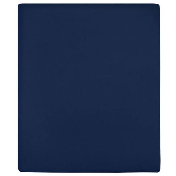 vidaXL Hoeslaken jersey 90x200 cm katoen marineblauw