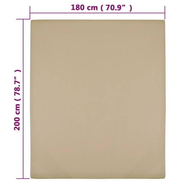 vidaXL Hoeslakens jersey 2 st 180x200 cm katoen taupe