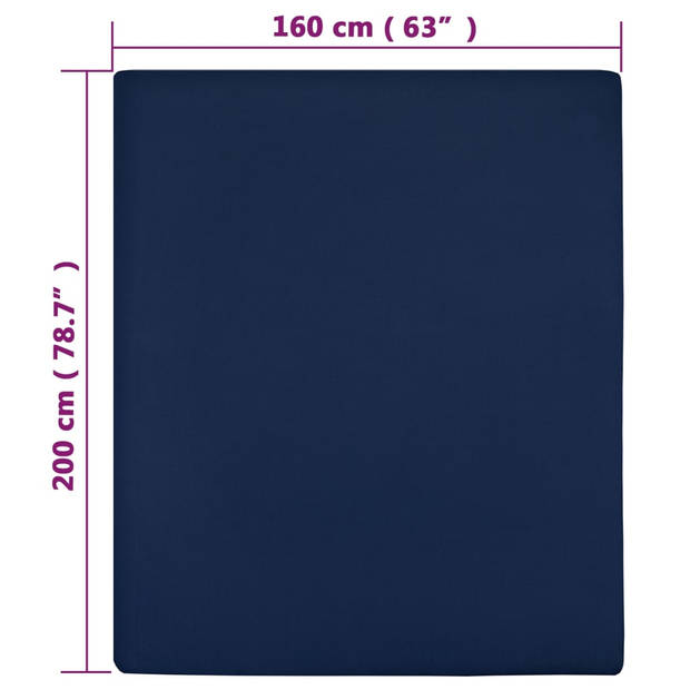 vidaXL Hoeslaken jersey 160x200 cm katoen marineblauw