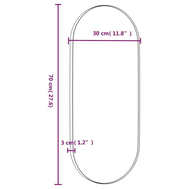 vidaXL Spiegel wandgemonteerd 30x70 cm ovaal goudkleurig