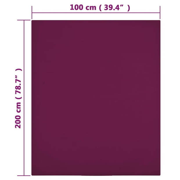 vidaXL Hoeslaken jersey 100x200 cm katoen bordeauxrood