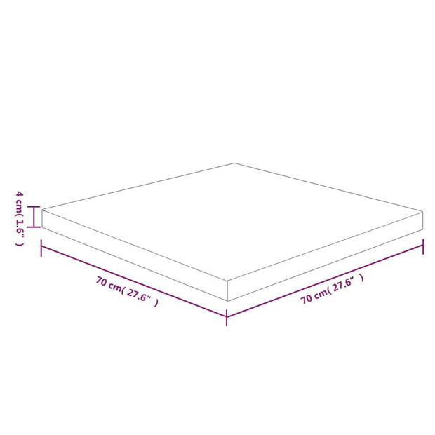 vidaXL Tafelblad vierkant 70x70x4cm massief eiken lichtbruin