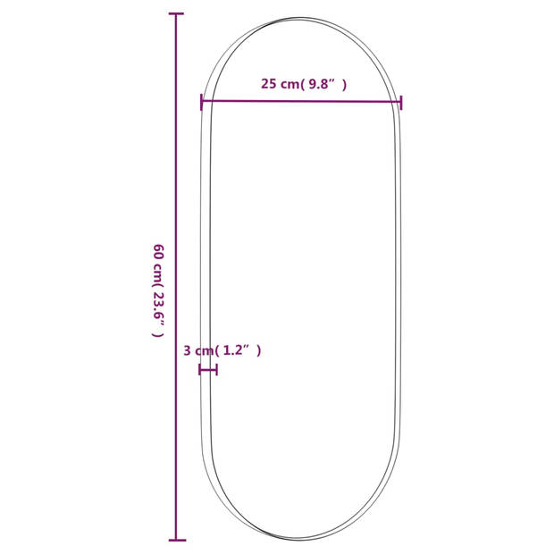 vidaXL Spiegel wandgemonteerd 25x60 cm ovaal goudkleurig