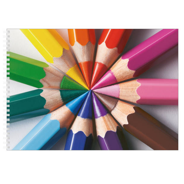 Schetsboek/ tekenboek/ kleurboek - A4 - wit papier - met 12x kleurpotloden - Schetsboeken