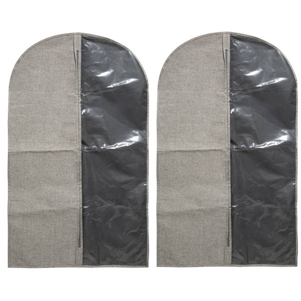 Set van 2x stuks kleding/beschermhoezen polyester/katoen grijs 100 cm - Kledinghoezen