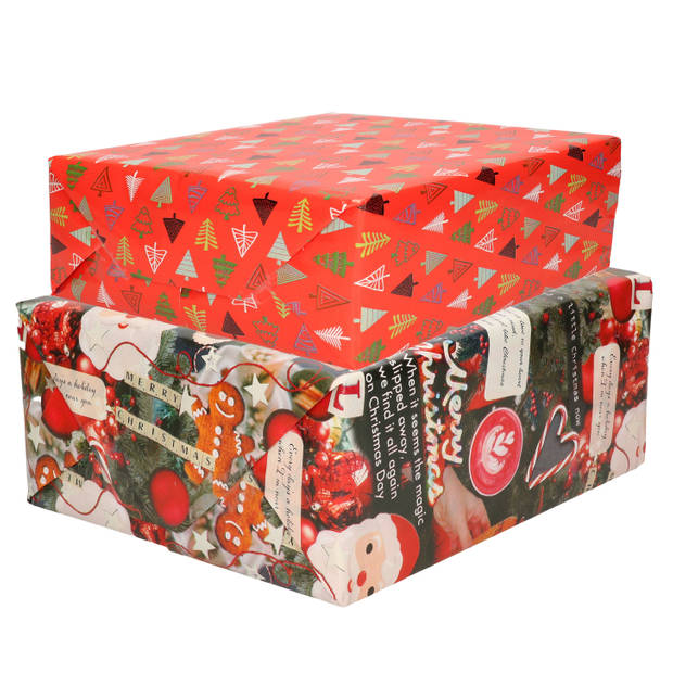 6x Rollen Kerst inpakpapier/cadeaupapier mixprint 250 x 70 cm - Cadeaupapier