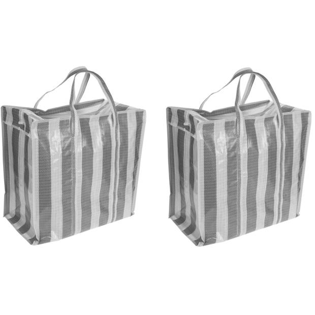 Wastas/boodschappentas/opbergtas wit/grijs 55 x 55 x 30 cm - Shoppers
