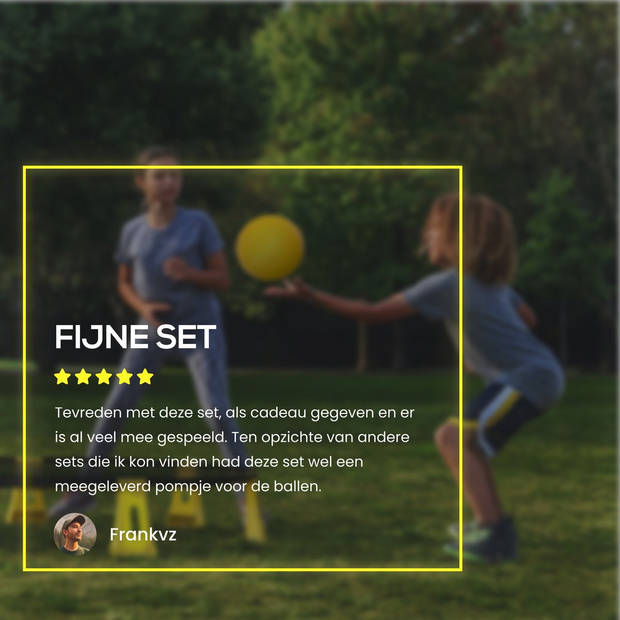 2BEHOME Roundnet set inclusief 3 ballen, ballenpomp en handige meeneemtas - Geschikt voor spikeball / roundball - Geel