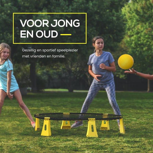 2BEHOME Roundnet set - Geschikt voor Roundball, Smashball & Spikeball te spelen - Geel