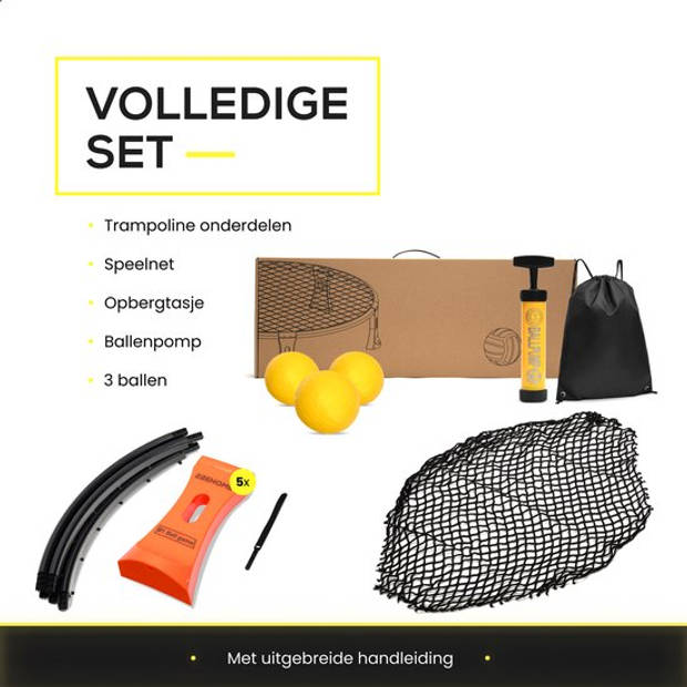 2BEHOME Roundnet set inclusief 3 ballen, ballenpomp en handige meeneemtas - Geschikt voor spikeball / roundball - Oranje