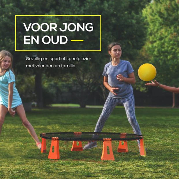 2BEHOME Roundnet set inclusief 3 ballen, ballenpomp en handige meeneemtas - Geschikt voor spikeball / roundball - Oranje