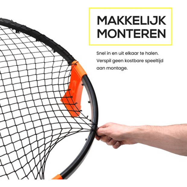 2BEHOME Roundnet set inclusief 3 ballen, ballenpomp en handige meeneemtas - Geschikt voor spikeball / roundball - Oranje