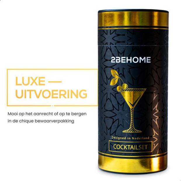 2BEHOME Luxe Cocktail Set Incl. Cocktail Shaker (750ml) & Cocktail boek met recepten - Luxe Bewaarhoes