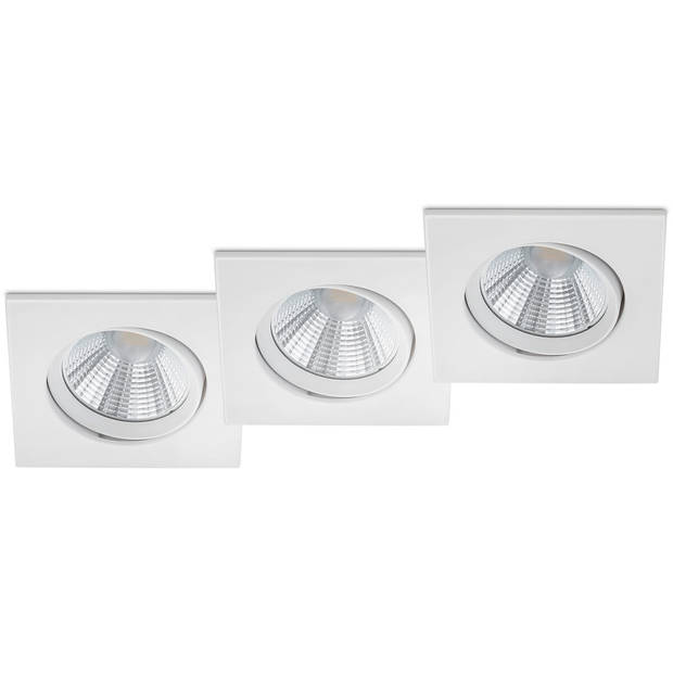 LED Spot 3 Pack - Inbouwspot - Trion Paniro - Vierkant 5W - Dimbaar - Warm Wit 3000K - Mat Wit - Aluminium - 80mm