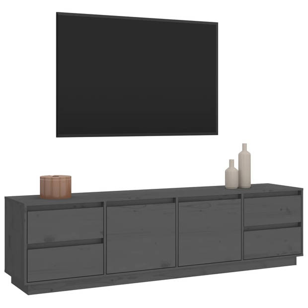 vidaXL Tv-meubel 176x37x47,5 cm massief grenenhout grijs