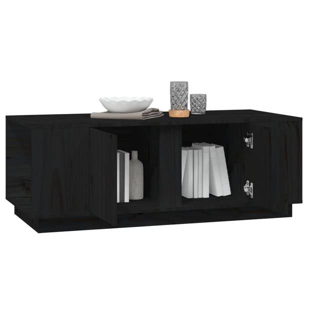 The Living Store Salontafel Grenenhout - Houten frame - 110x50x40 cm - Rustiek uitstraling - Zwart