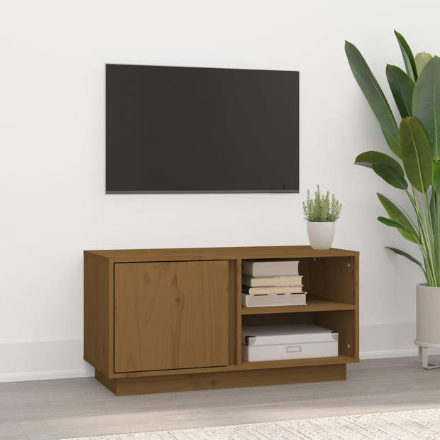 The Living Store Tv-kast - Massief grenenhout - 80 x 35 x 40.5 cm - Honingbruin