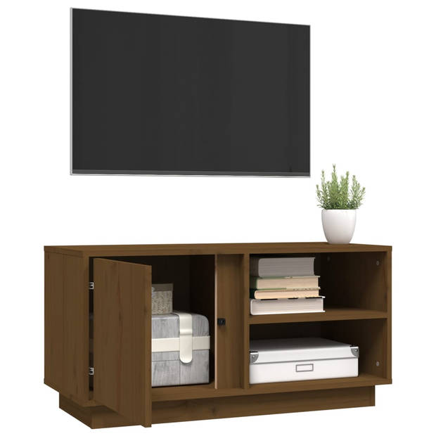 vidaXL Tv-meubel 80x35x40,5 cm massief grenenhout honingbruin