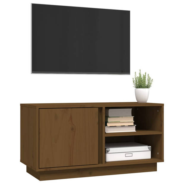 vidaXL Tv-meubel 80x35x40,5 cm massief grenenhout honingbruin