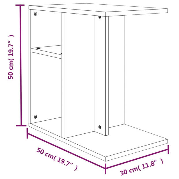 The Living Store Woonkamertafel - grijs sonoma eiken - 50 x 30 x 50 cm - praktisch