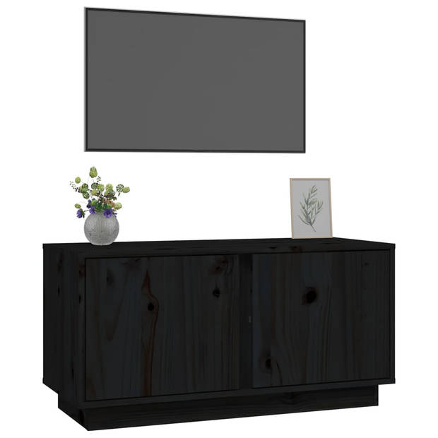 vidaXL Tv-meubel 80x35x40,5 cm massief grenenhout zwart