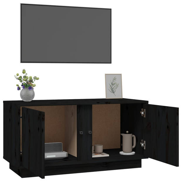 vidaXL Tv-meubel 80x35x40,5 cm massief grenenhout zwart