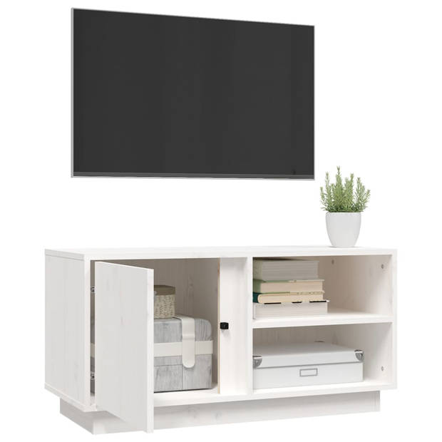 vidaXL Tv-meubel 80x35x40,5 cm massief grenenhout wit