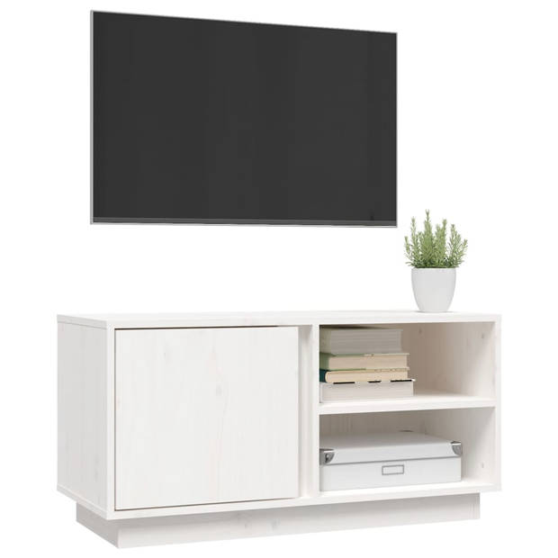 vidaXL Tv-meubel 80x35x40,5 cm massief grenenhout wit