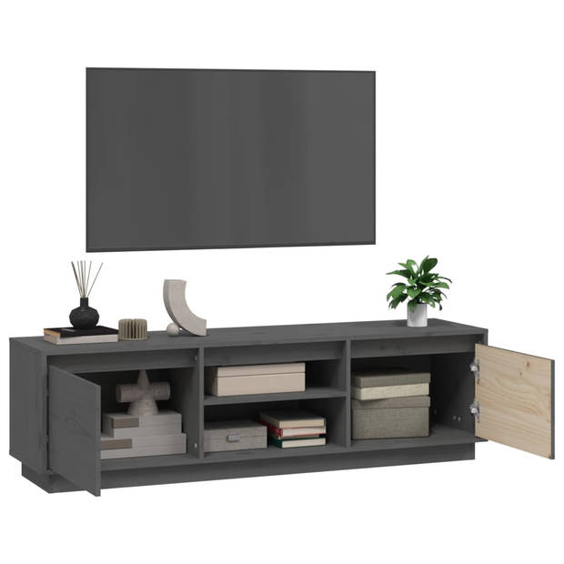 vidaXL Tv-meubel 140x35x40 cm massief grenenhout grijs