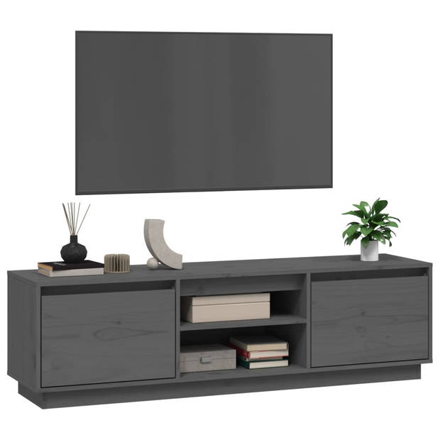 vidaXL Tv-meubel 140x35x40 cm massief grenenhout grijs