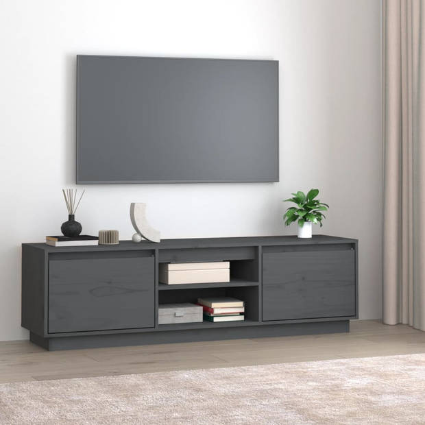 The Living Store Tv-kast - Grenenhout - 140 x 35 x 40 cm - Grijs