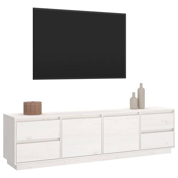 vidaXL Tv-meubel 176x37x47,5 cm massief grenenhout wit