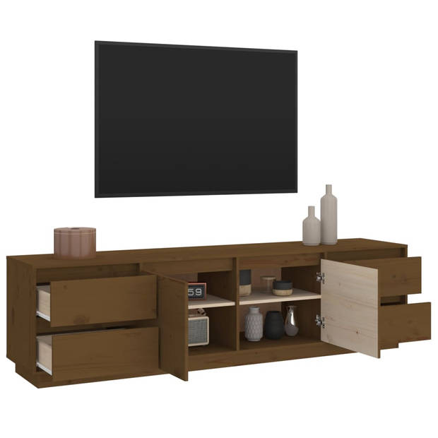 vidaXL Tv-meubel 176x37x47,5 cm massief grenenhout honingbruin