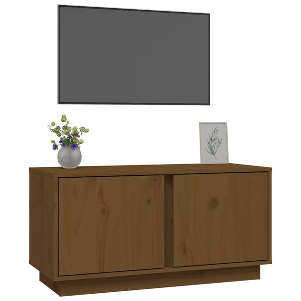 vidaXL Tv-meubel 80x35x40,5 cm massief grenenhout honingbruin