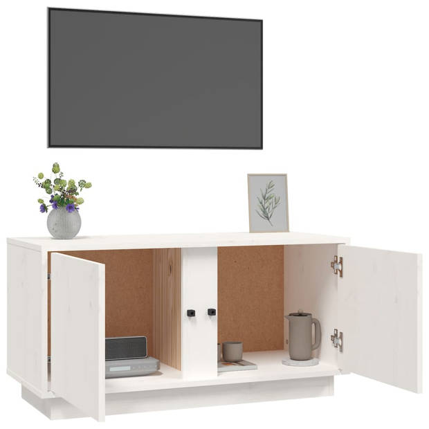 vidaXL Tv-meubel 80x35x40,5 cm massief grenenhout wit