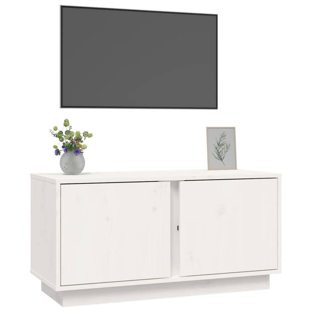 vidaXL Tv-meubel 80x35x40,5 cm massief grenenhout wit