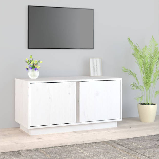 The Living Store TV meubel - Grenenhout - 80 x 35 x 40.5 cm - Wit