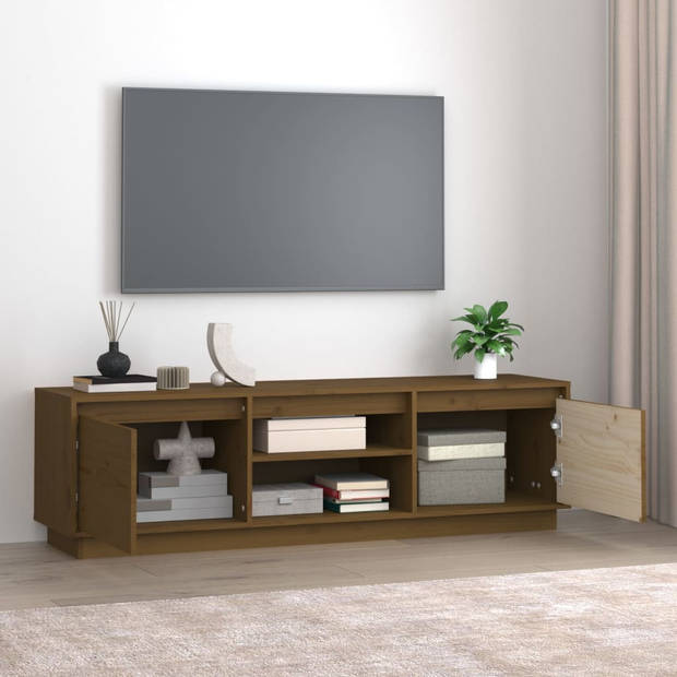 vidaXL Tv-meubel 140x35x40 cm massief grenenhout honingbruin