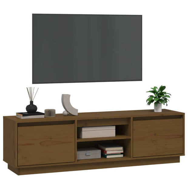 vidaXL Tv-meubel 140x35x40 cm massief grenenhout honingbruin