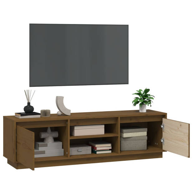 vidaXL Tv-meubel 140x35x40 cm massief grenenhout honingbruin