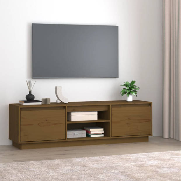 The Living Store TV-kast Massief grenenhout - 140 x 35 x 40 cm - Honey Brown