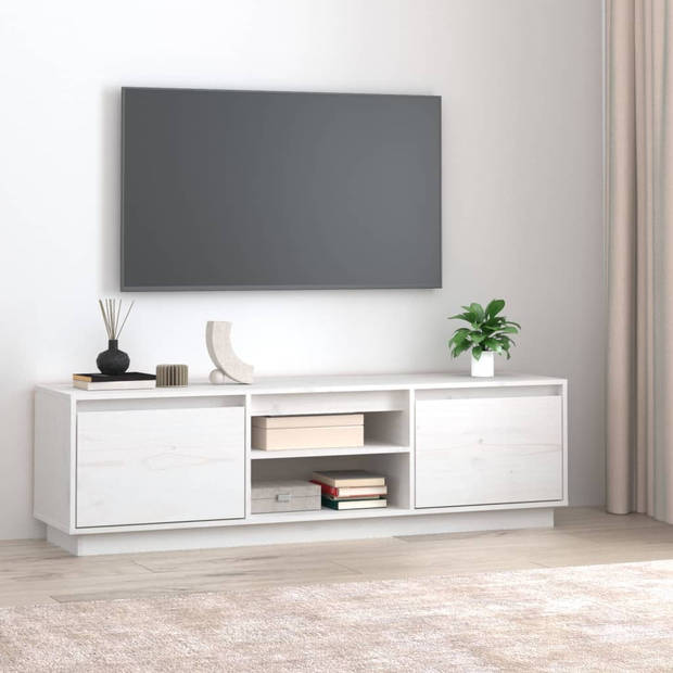 vidaXL Tv-meubel 140x35x40 cm massief grenenhout wit