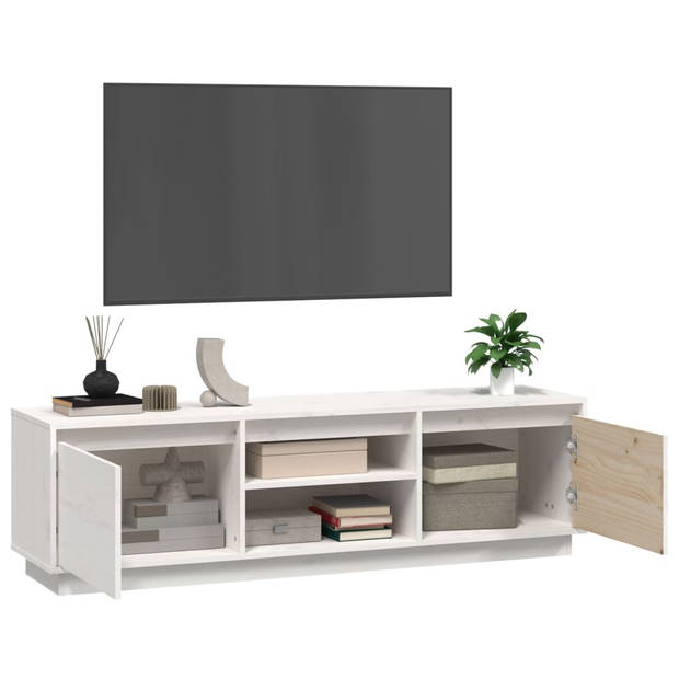 vidaXL Tv-meubel 140x35x40 cm massief grenenhout wit