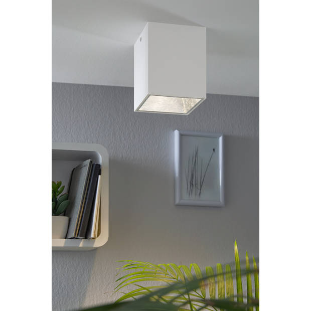 EGLO Polasso - Plafondlamp - 1 Lichts - LED - 100X100mm. - Wit, Zilver