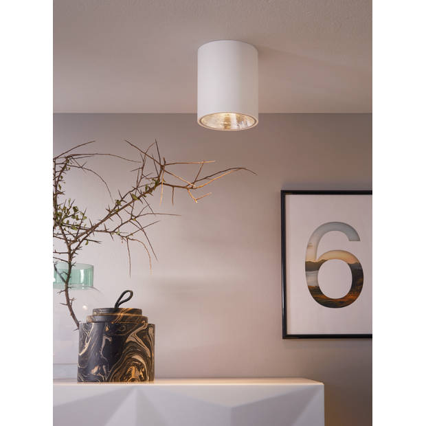 EGLO Polasso - Plafondlamp - 1 Lichts - LED - Ø100mm. - Wit, Zilver