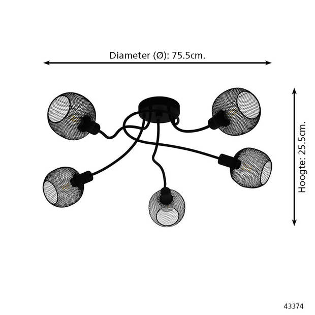 EGLO Wrington 1 Plafondlamp - E14 - Ø 75,5 cm - Zwart